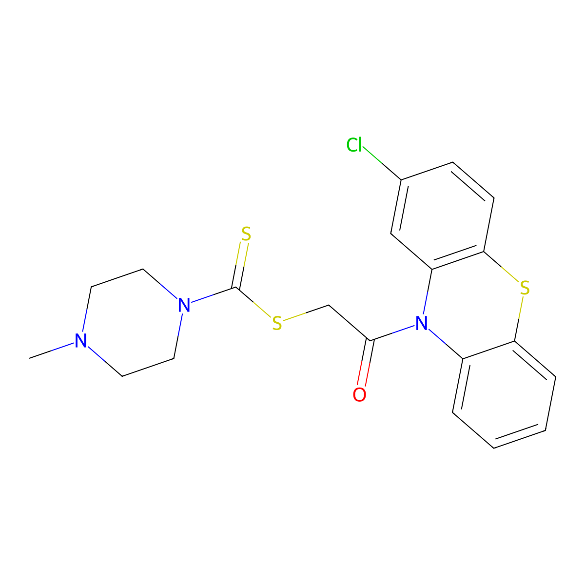 2-(2-chloro-10H-phenothiazin-10-yl)-2-oxoethyl 4-methylpiperazine-1-carbodithioate molecular structure, CAS 522659-54-7