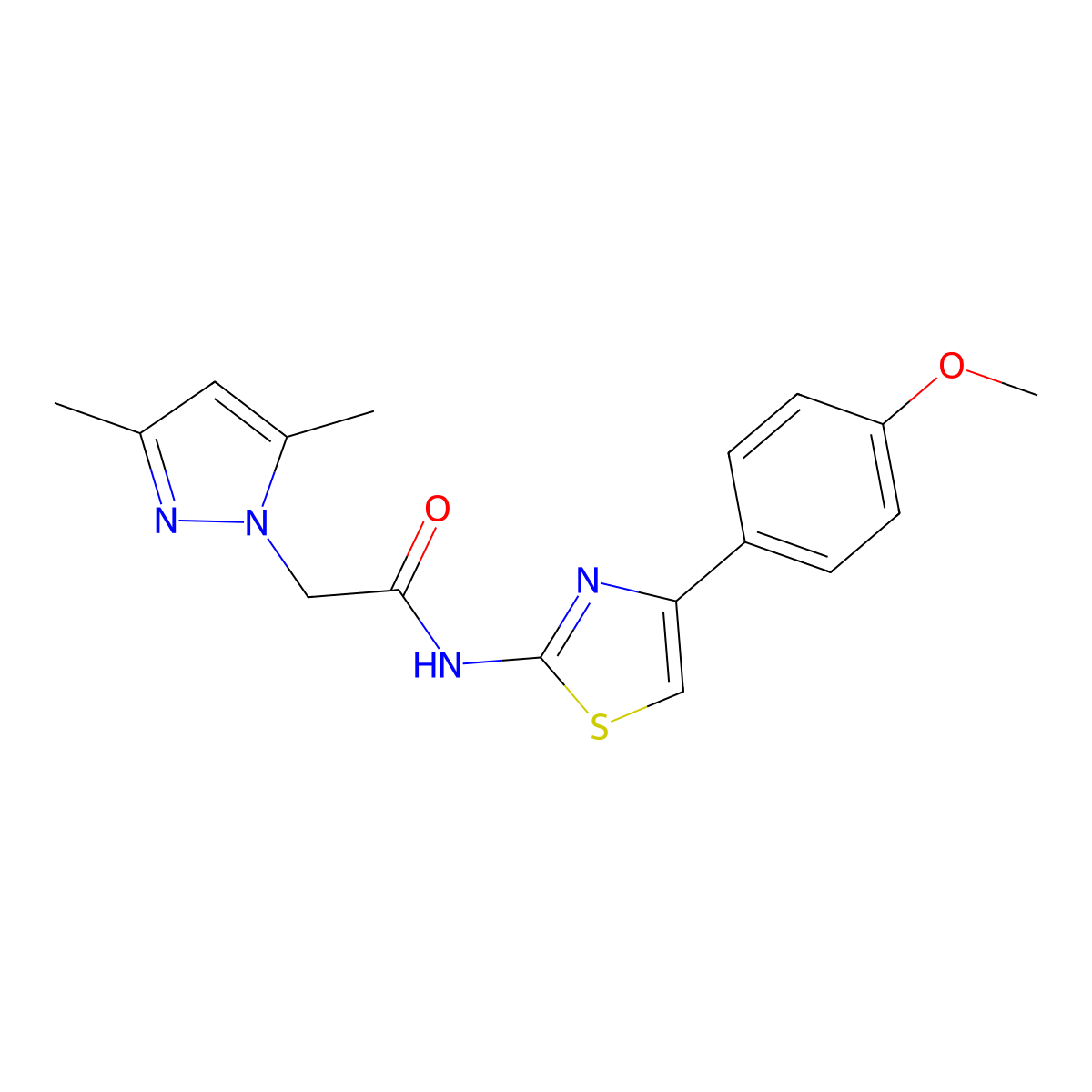 2-(3,5-Dimethyl-pyrazol-1-yl)-N-[4-(4-methoxy-phenyl)-thiazol-2-yl]-acetamide molecular structure, CAS 522659-67-2