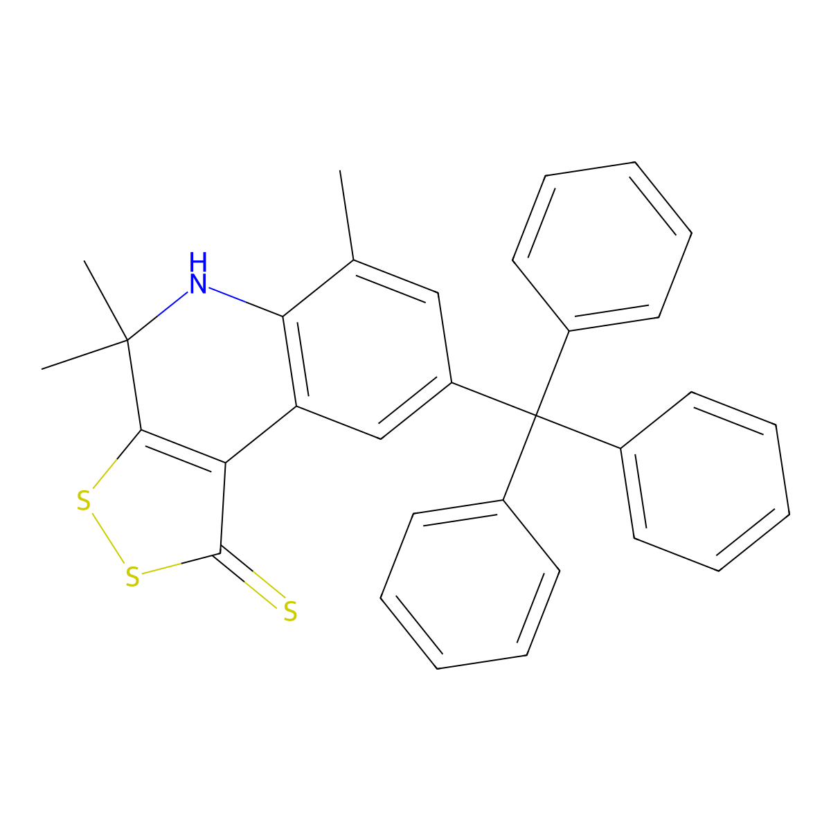 4,4,6-trimethyl-8-trityl-4,5-dihydro-1H-[1,2]dithiolo[3,4-c]quinoline-1-thione molecular structure, CAS 522659-85-4