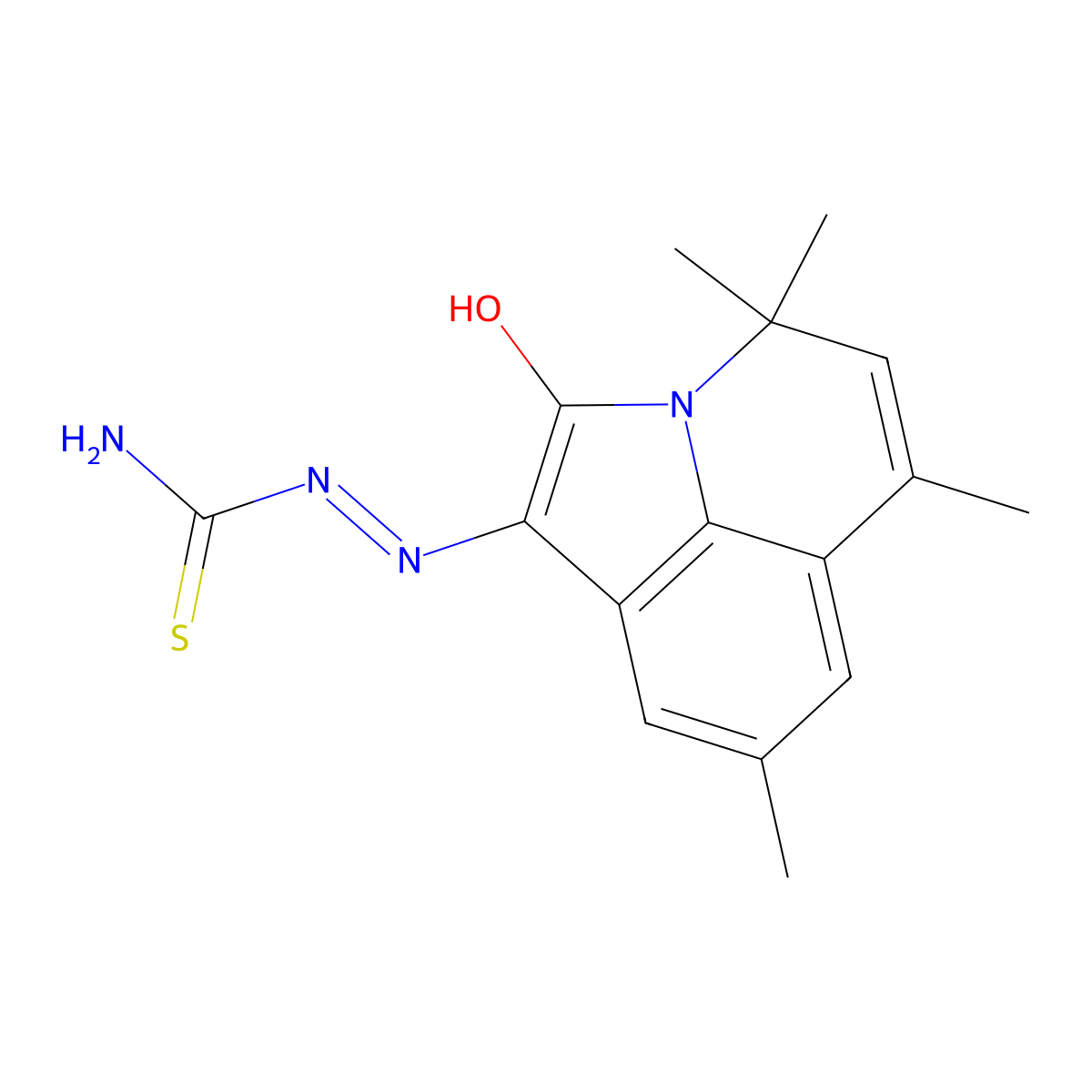 (1E)-4,4,6,8-tetramethyl-4H-pyrrolo[3,2,1-ij]quinoline-1,2-dione 1-thiosemicarbazone molecular structure, CAS 522659-87-6