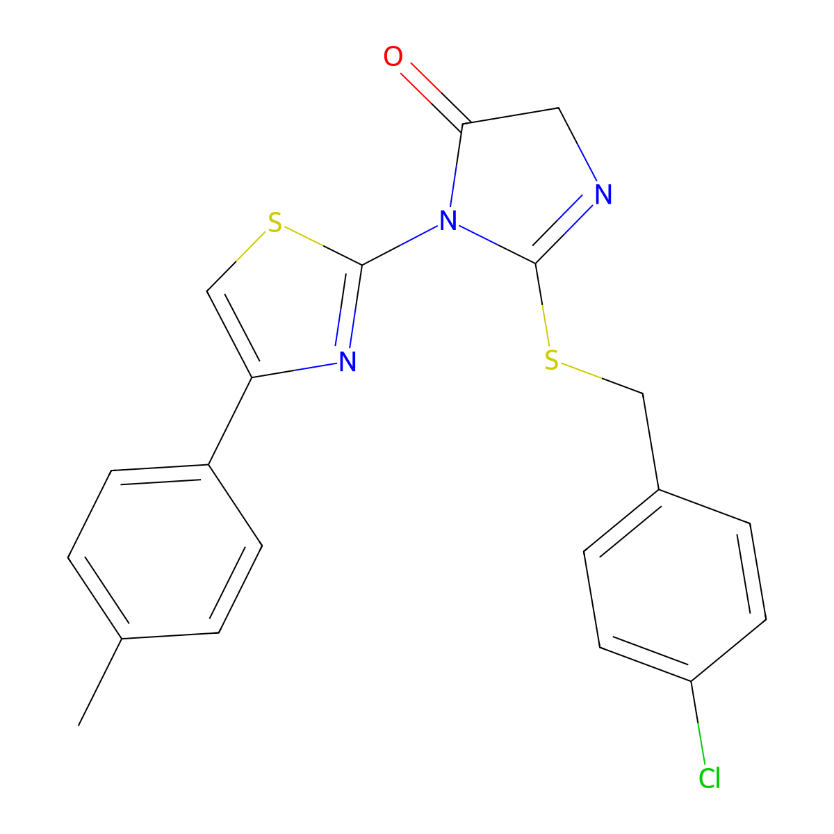 2-[(4-chlorobenzyl)sulfanyl]-3-[4-(4-methylphenyl)-1,3-thiazol-2-yl]-3,5-dihydro-4H-imidazol-4-one molecular structure, CAS 522659-96-7