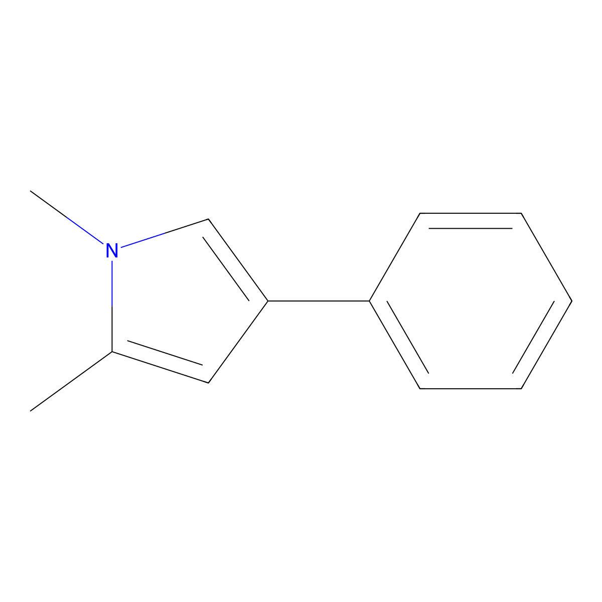 1,2-Dimethyl-4-phenyl-1H-pyrrole molecular structure, CAS 52266-24-7