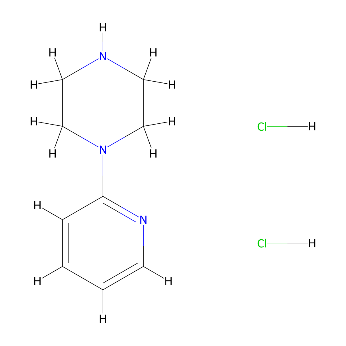 Piperazine, 1-(2-pyridinyl)-, dihydrochloride molecular structure, CAS 52266-53-2