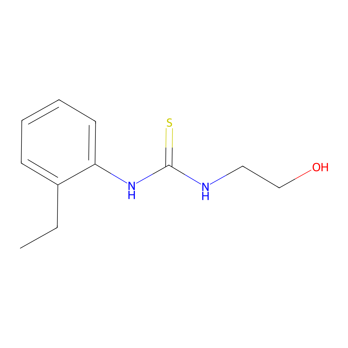 Thiourea, N-(2-ethylphenyl)-N'-(2-hydroxyethyl)- molecular structure, CAS 52266-57-6