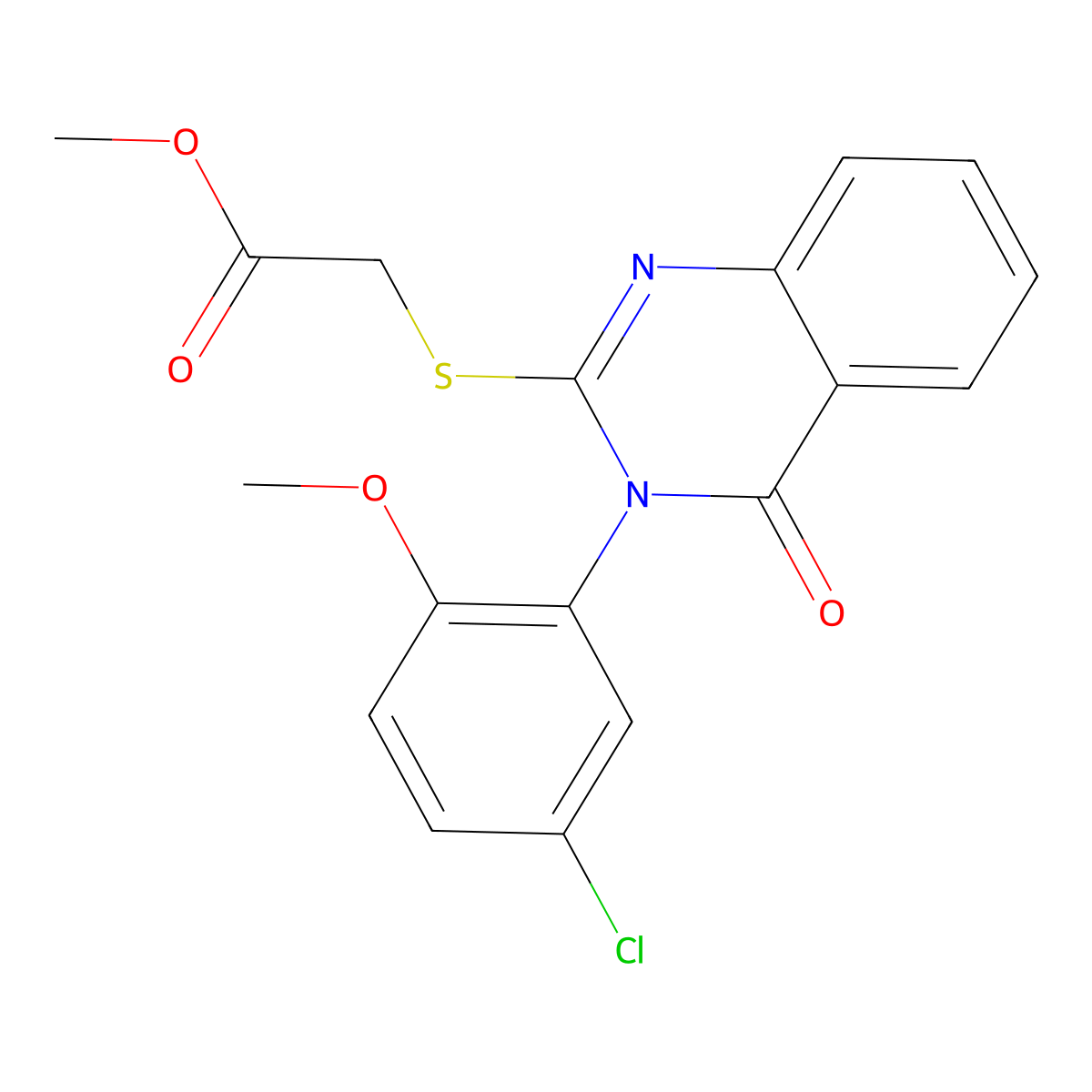 Methyl {[3-(5-chloro-2-methoxyphenyl)-4-oxo-3,4-dihydroquinazolin-2-yl]sulfanyl}acetate molecular structure, CAS 522660-09-9