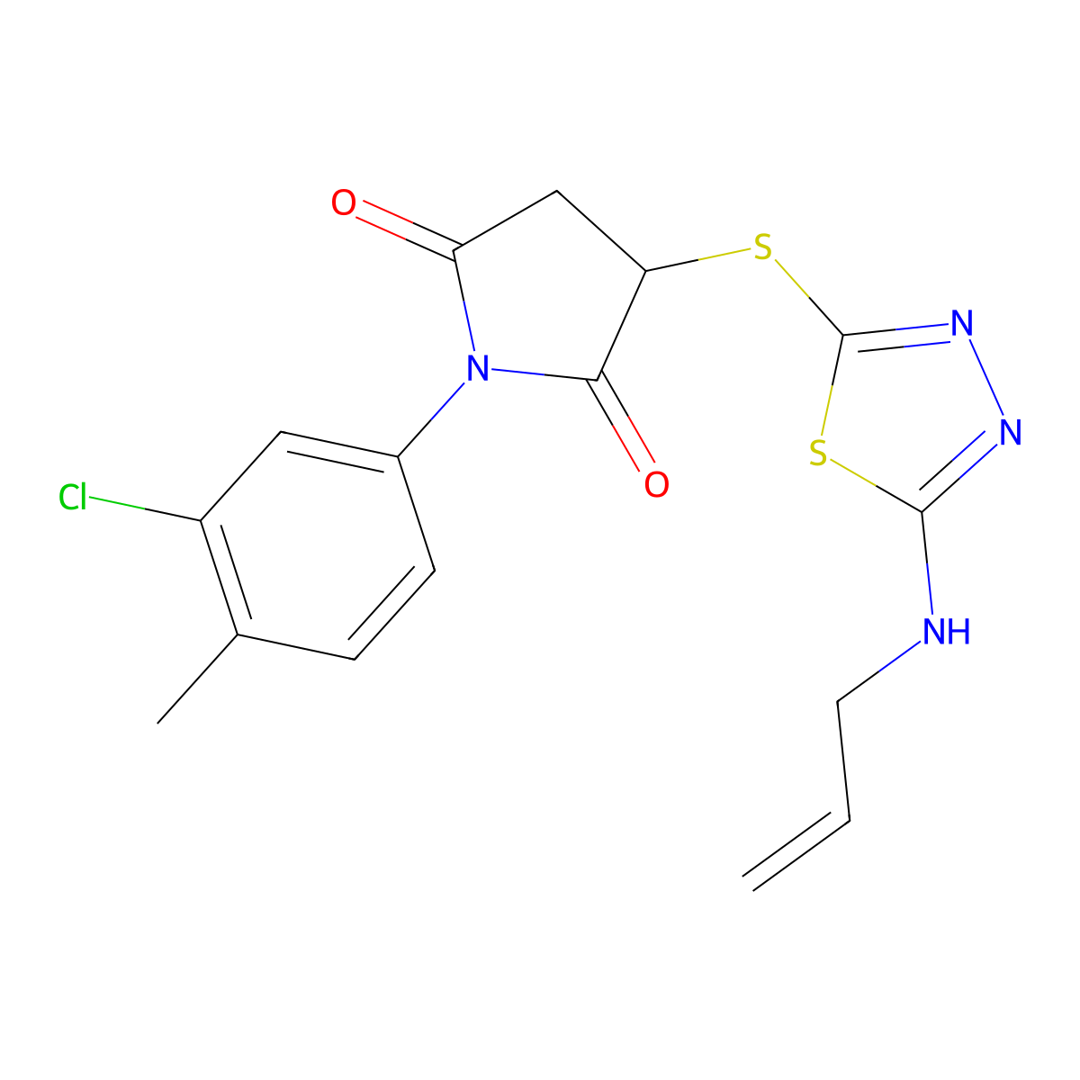 1-(3-Chloro-4-methylphenyl)-3-{[5-(prop-2-en-1-ylamino)-1,3,4-thiadiazol-2-yl]sulfanyl}pyrrolidine-2,5-dione molecular structure, CAS 522660-16-8