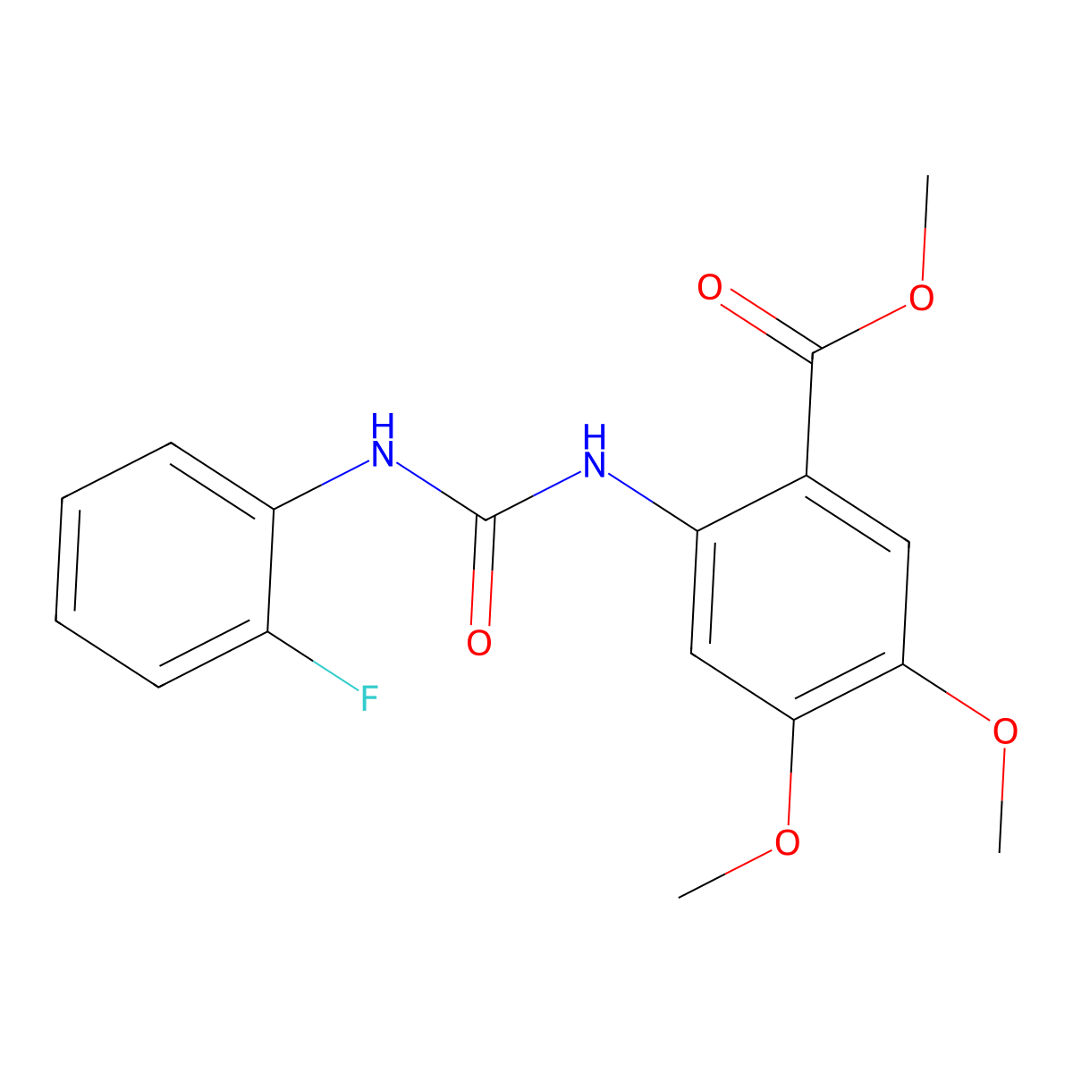 Methyl 2-{[(2-fluorophenyl)carbamoyl]amino}-4,5-dimethoxybenzoate molecular structure, CAS 522660-28-2