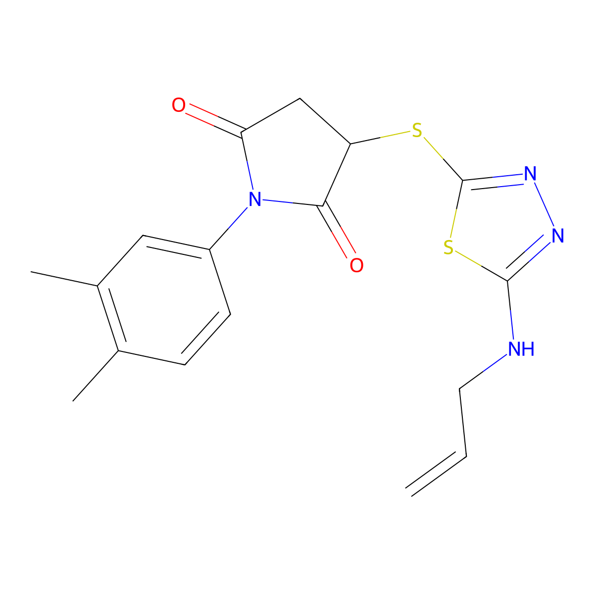 1-(3,4-Dimethylphenyl)-3-{[5-(prop-2-en-1-ylamino)-1,3,4-thiadiazol-2-yl]sulfanyl}pyrrolidine-2,5-dione molecular structure, CAS 522660-33-9