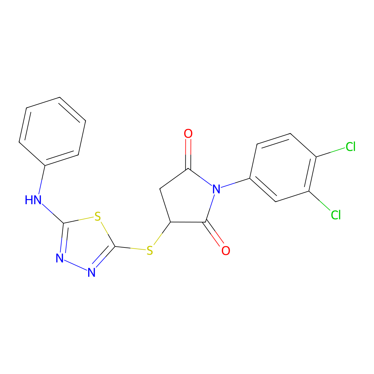 1-(3,4-Dichlorophenyl)-3-{[5-(phenylamino)-1,3,4-thiadiazol-2-yl]sulfanyl}pyrrolidine-2,5-dione molecular structure, CAS 522660-34-0