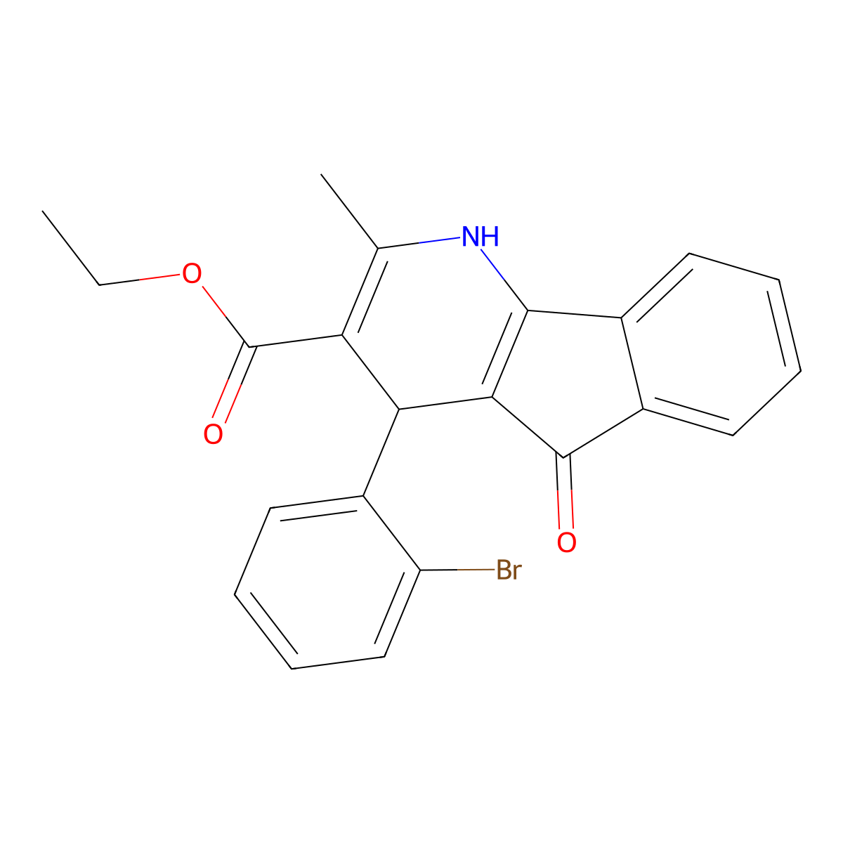 ethyl 4-(2-bromophenyl)-2-methyl-5-oxo-4,5-dihydro-1H-indeno[1,2-b]pyridine-3-carboxylate molecular structure, CAS 522660-70-4