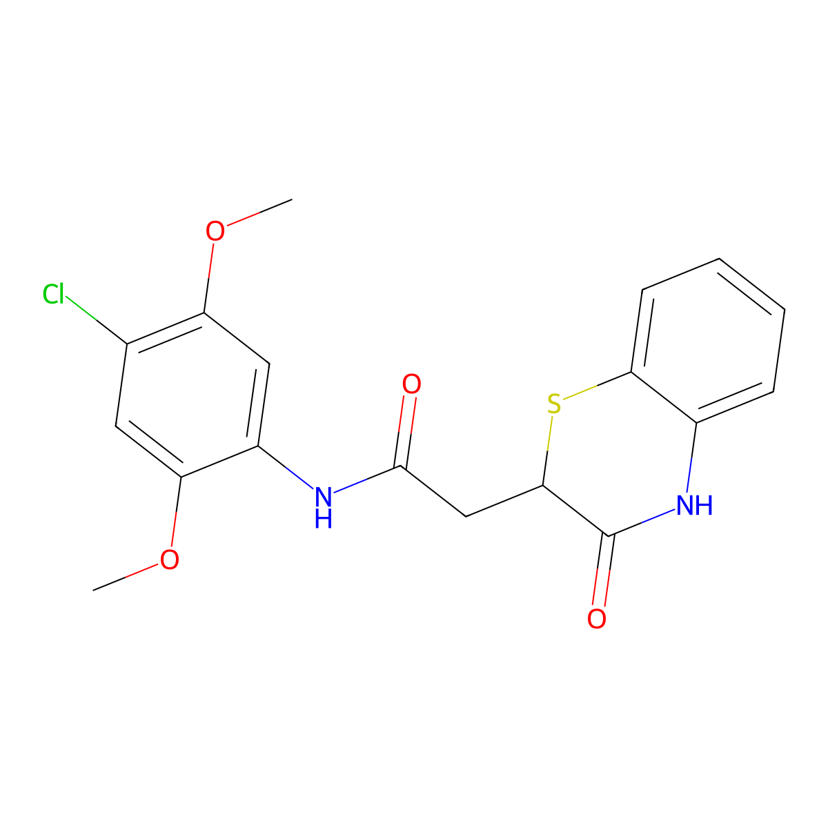 N-(4-chloro-2,5-dimethoxyphenyl)-2-(3-oxo-3,4-dihydro-2H-1,4-benzothiazin-2-yl)acetamide molecular structure, CAS 522660-80-6