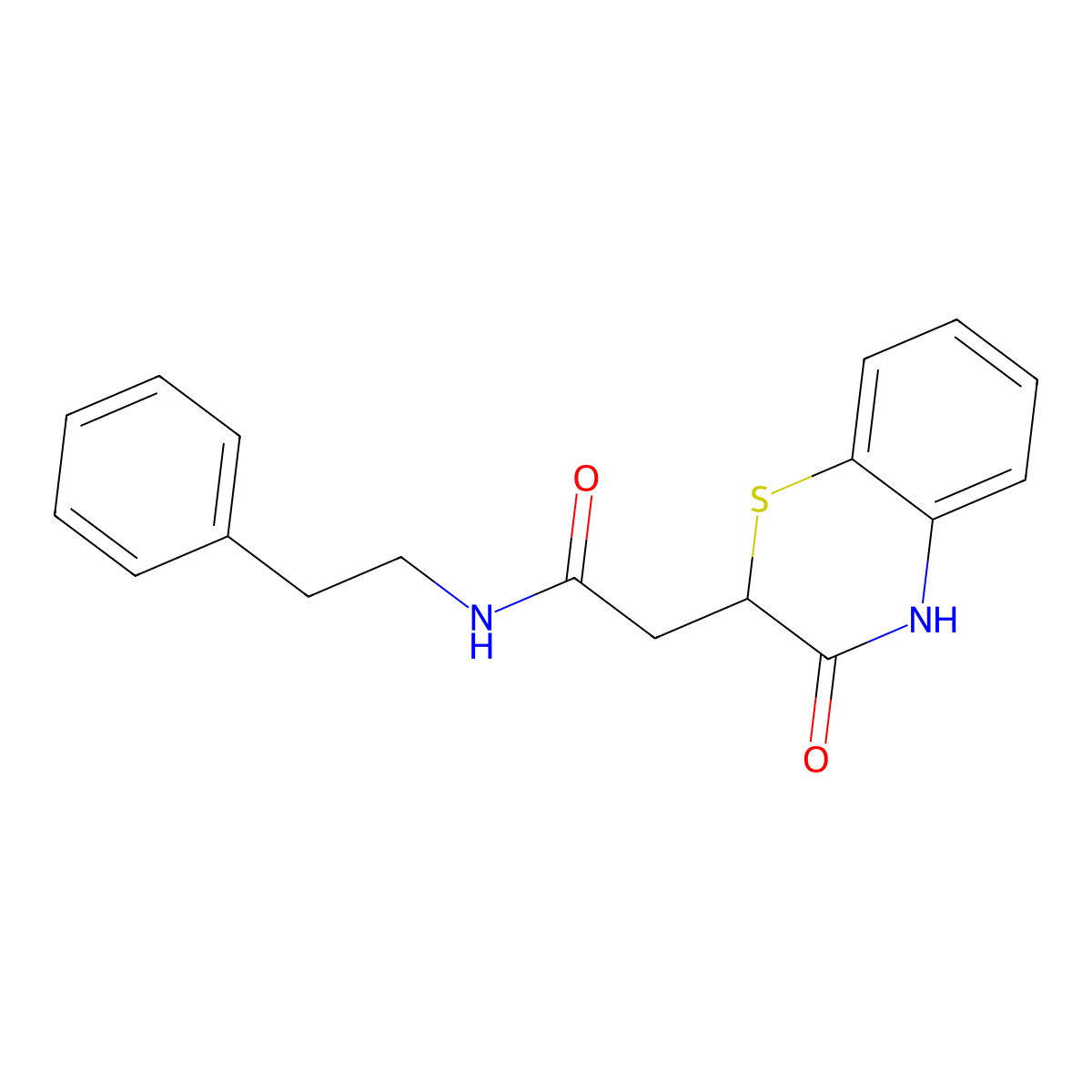 2-(3-oxo-3,4-dihydro-2H-1,4-benzothiazin-2-yl)-N-(2-phenylethyl)acetamide molecular structure, CAS 522660-81-7