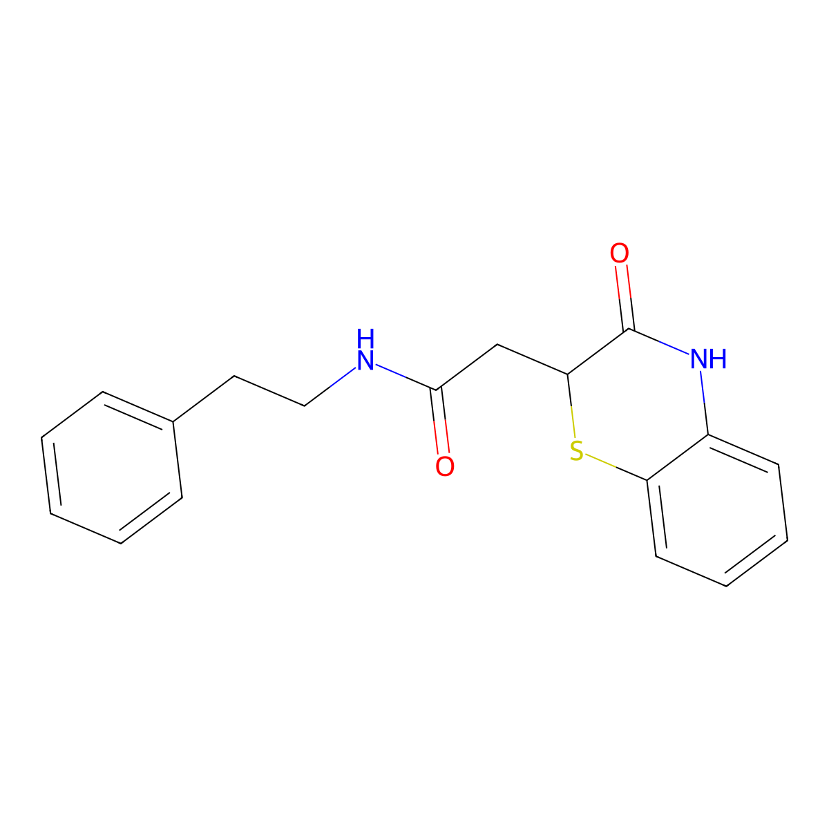 2-(3-oxo-3,4-dihydro-2H-1,4-benzothiazin-2-yl)-N-(2-phenylethyl)acetamide molecular structure, CAS 522660-81-7