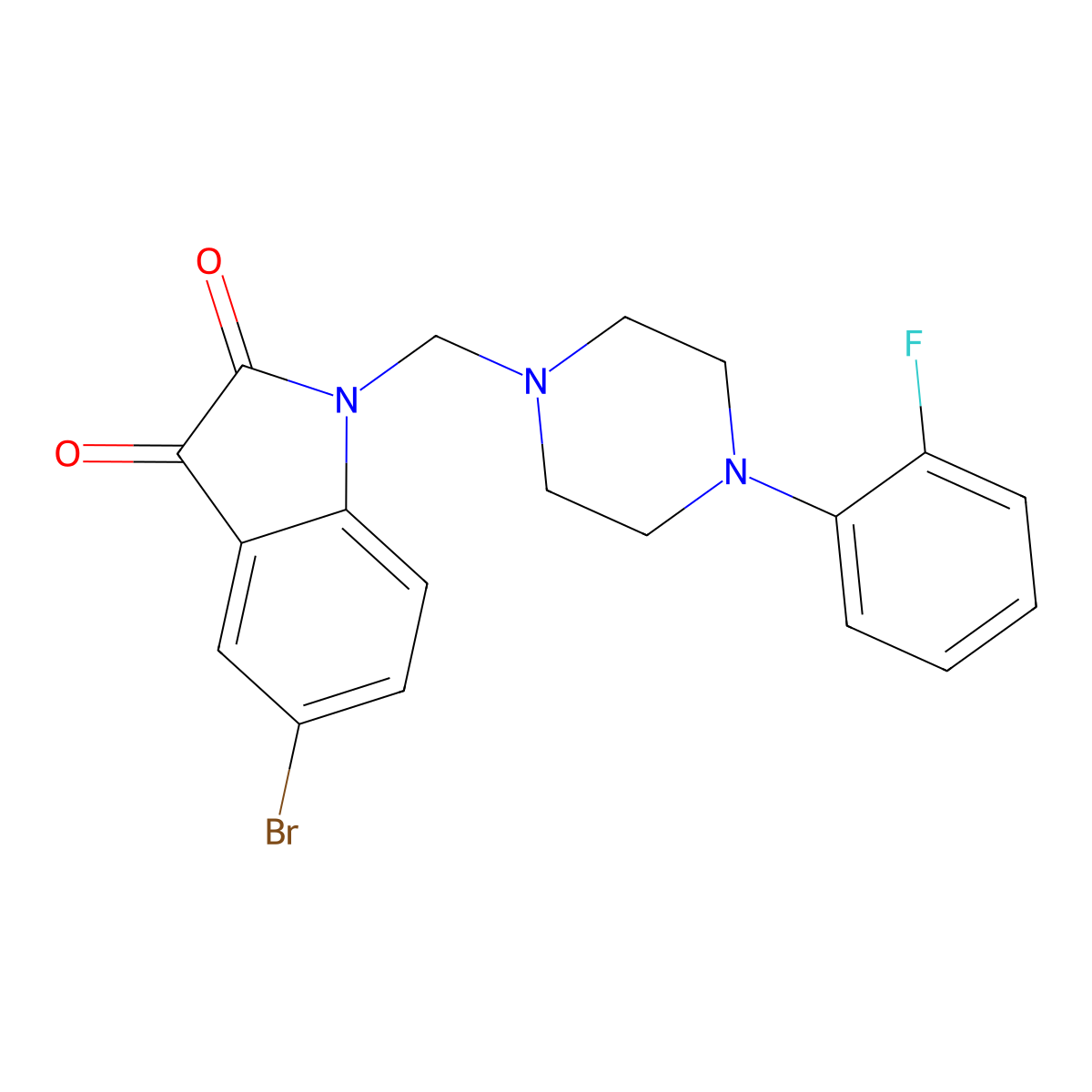 5-Bromo-1-[[4-(2-fluorophenyl)piperazin-1-yl]methyl]indole-2,3-dione molecular structure, CAS 522661-61-6