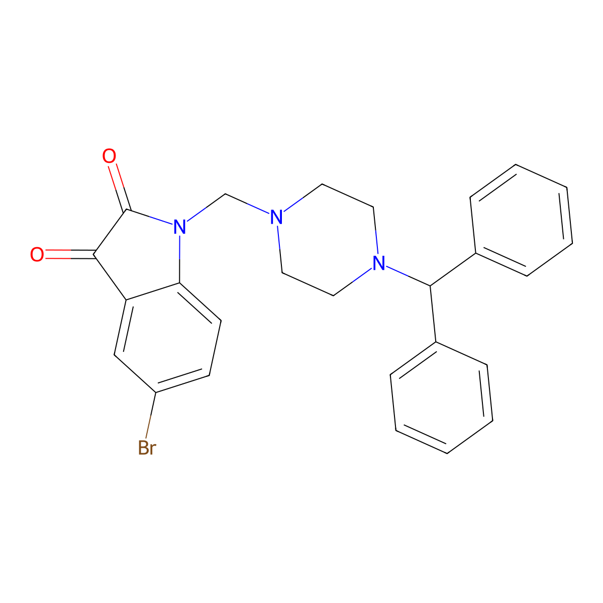 1-[(4-Benzhydrylpiperazin-1-yl)methyl]-5-bromoindole-2,3-dione molecular structure, CAS 522661-62-7