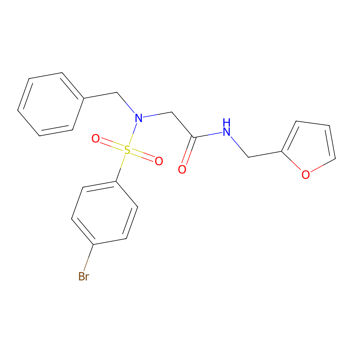 2-[benzyl-(4-bromophenyl)sulfonylamino]-N-(furan-2-ylmethyl)acetamide molecular structure, CAS 522661-72-9