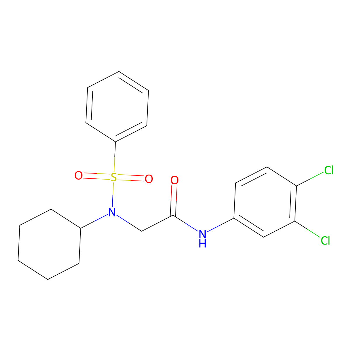 2-[benzenesulfonyl(cyclohexyl)amino]-N-(3,4-dichlorophenyl)acetamide molecular structure, CAS 522661-89-8