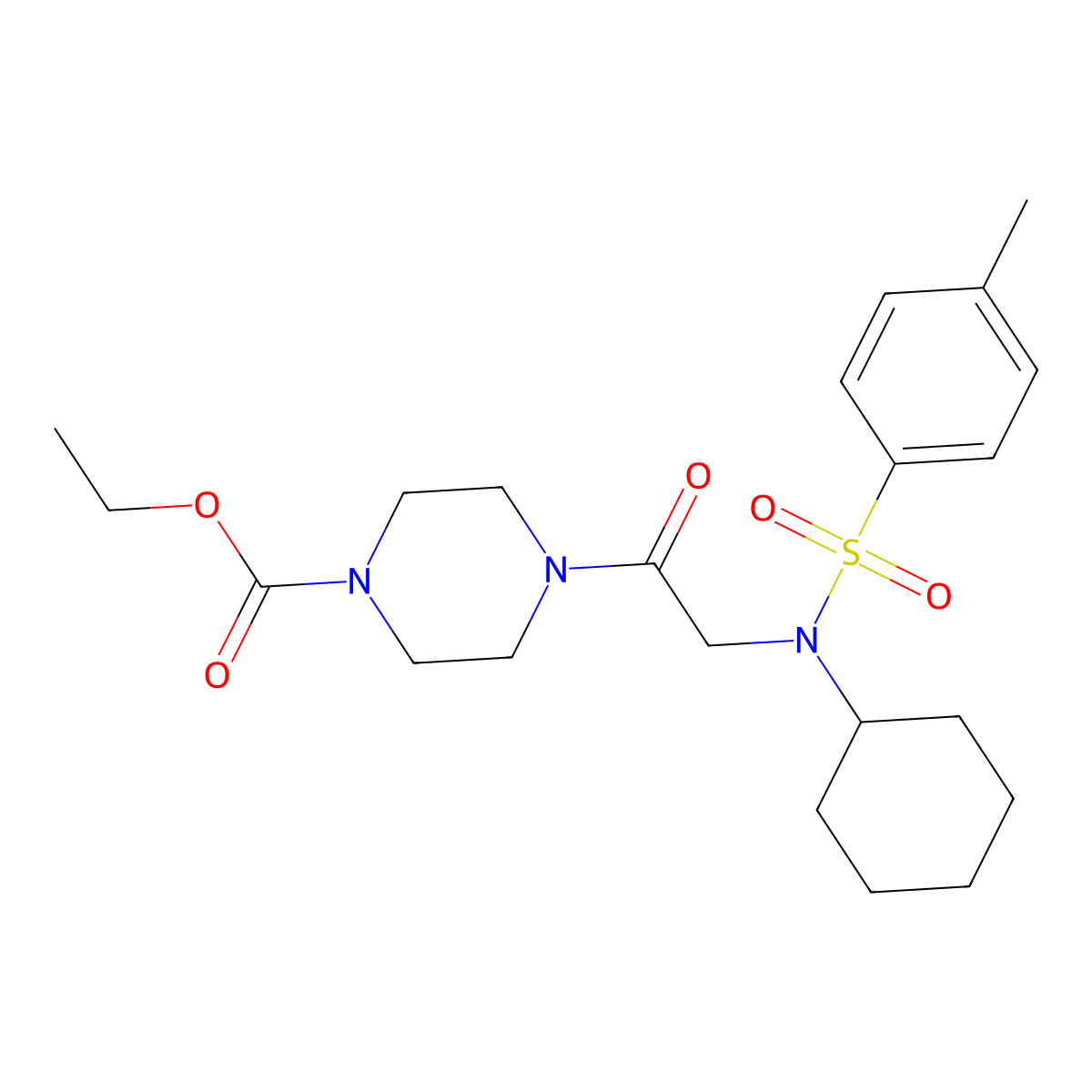 ethyl 4-{N-cyclohexyl-N-[(4-methylphenyl)sulfonyl]glycyl}piperazine-1-carboxylate molecular structure, CAS 522661-90-1