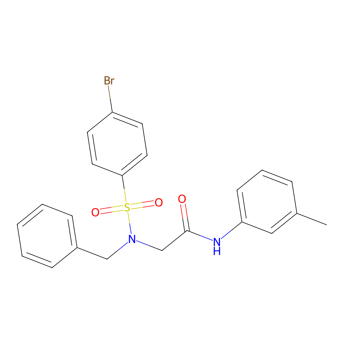 2-[benzyl-(4-bromophenyl)sulfonylamino]-N-(3-methylphenyl)acetamide molecular structure, CAS 522661-95-6
