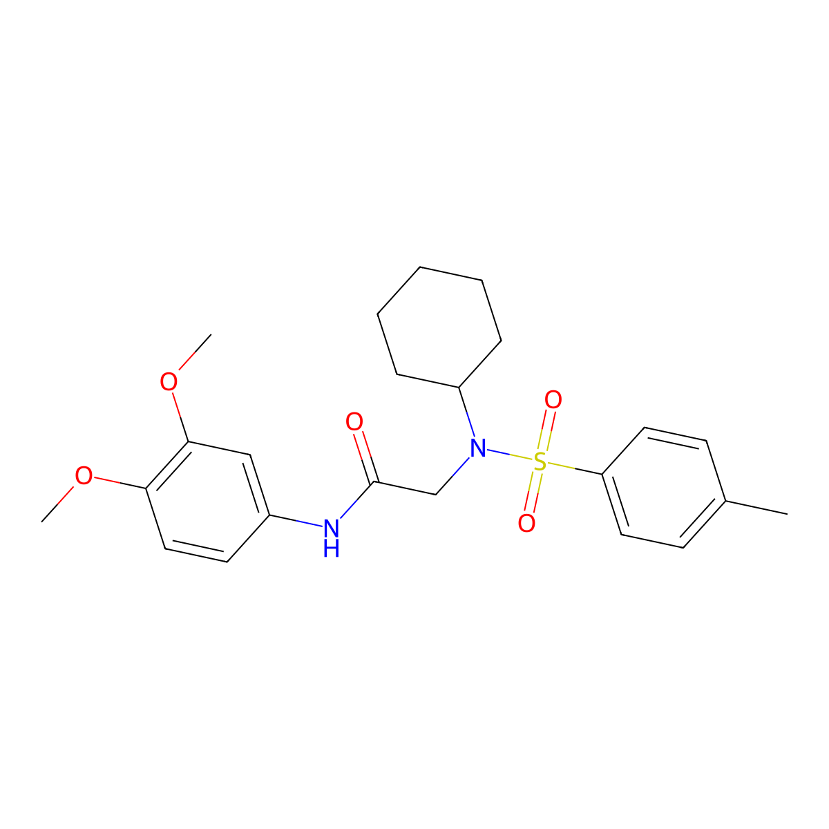 2-[cyclohexyl-(4-methylphenyl)sulfonylamino]-N-(3,4-dimethoxyphenyl)acetamide molecular structure, CAS 522661-98-9