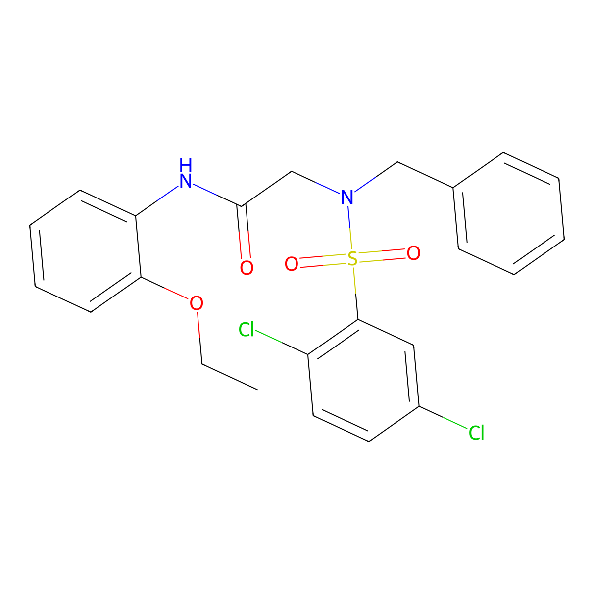 2-[benzyl-(2,5-dichlorophenyl)sulfonylamino]-N-(2-ethoxyphenyl)acetamide molecular structure, CAS 522662-04-0