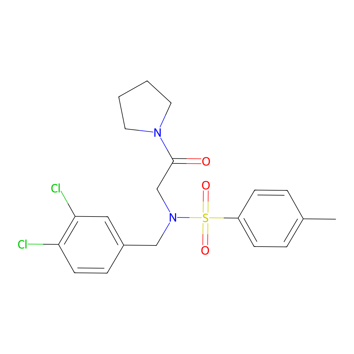 N-(3,4-dichlorobenzyl)-4-methyl-N-[2-oxo-2-(pyrrolidin-1-yl)ethyl]benzenesulfonamide molecular structure, CAS 522662-07-3