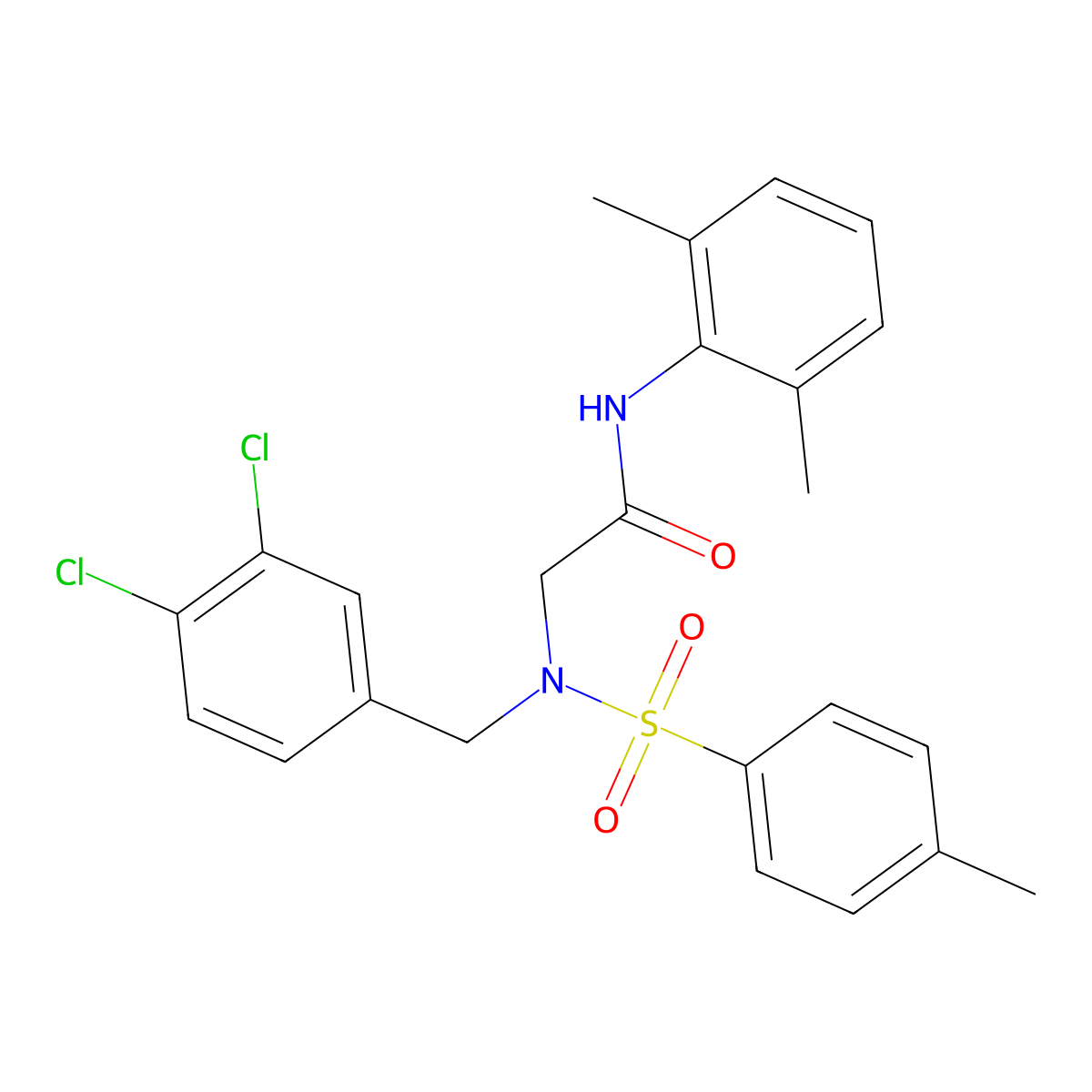 2-[(3,4-dichlorophenyl)methyl-(4-methylphenyl)sulfonylamino]-N-(2,6-dimethylphenyl)acetamide molecular structure, CAS 522662-10-8