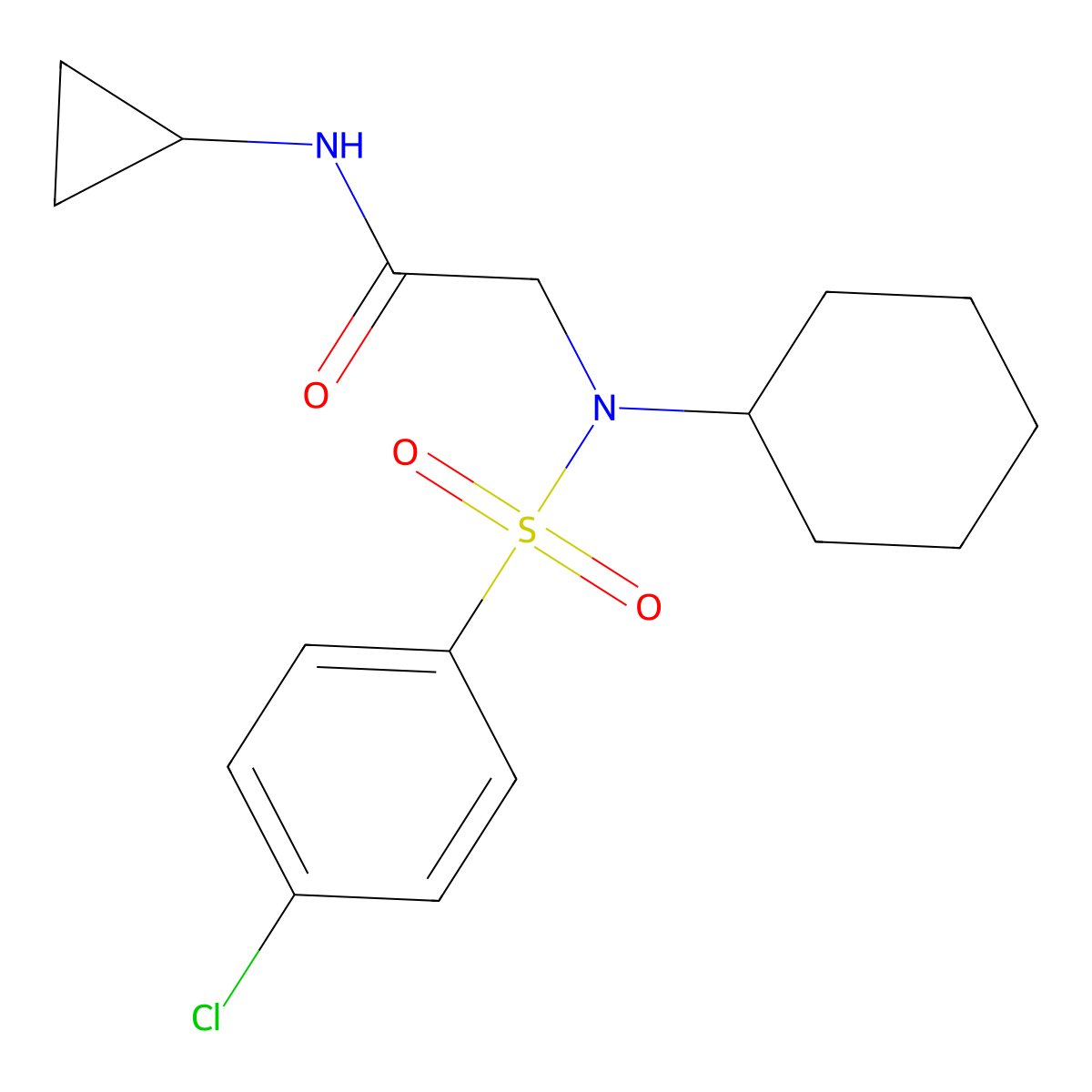 2-[(4-chlorophenyl)sulfonyl-cyclohexylamino]-N-cyclopropylacetamide molecular structure, CAS 522662-12-0