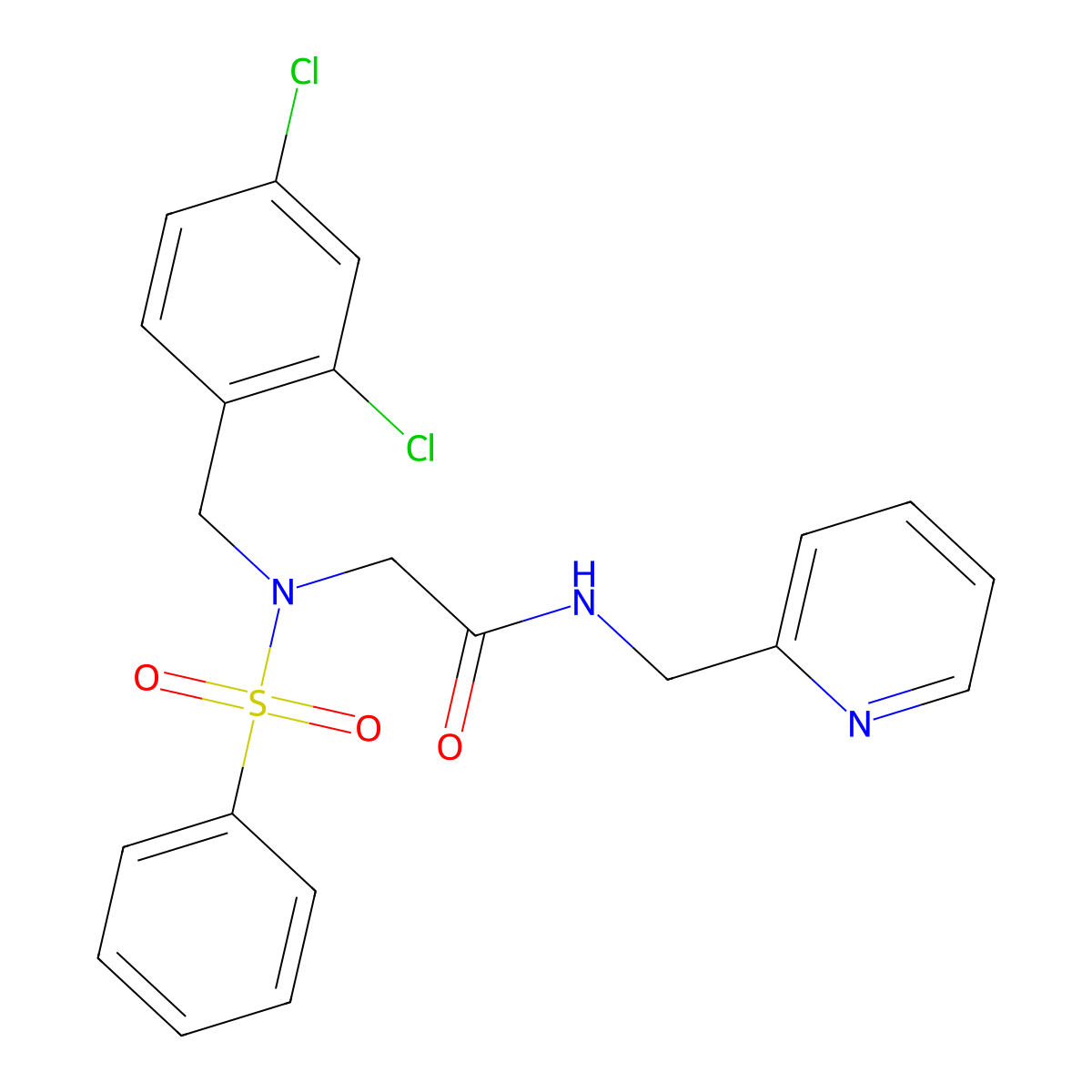 2-[benzenesulfonyl-[(2,4-dichlorophenyl)methyl]amino]-N-(pyridin-2-ylmethyl)acetamide molecular structure, CAS 522662-25-5