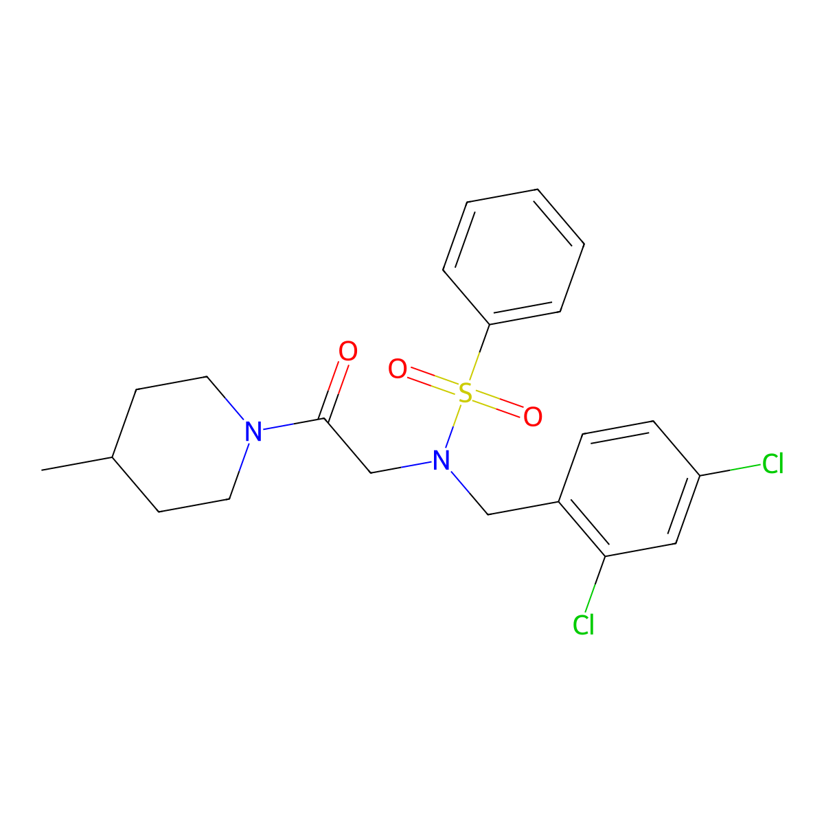 N-(2,4-dichlorobenzyl)-N-[2-(4-methylpiperidin-1-yl)-2-oxoethyl]benzenesulfonamide molecular structure, CAS 522662-40-4