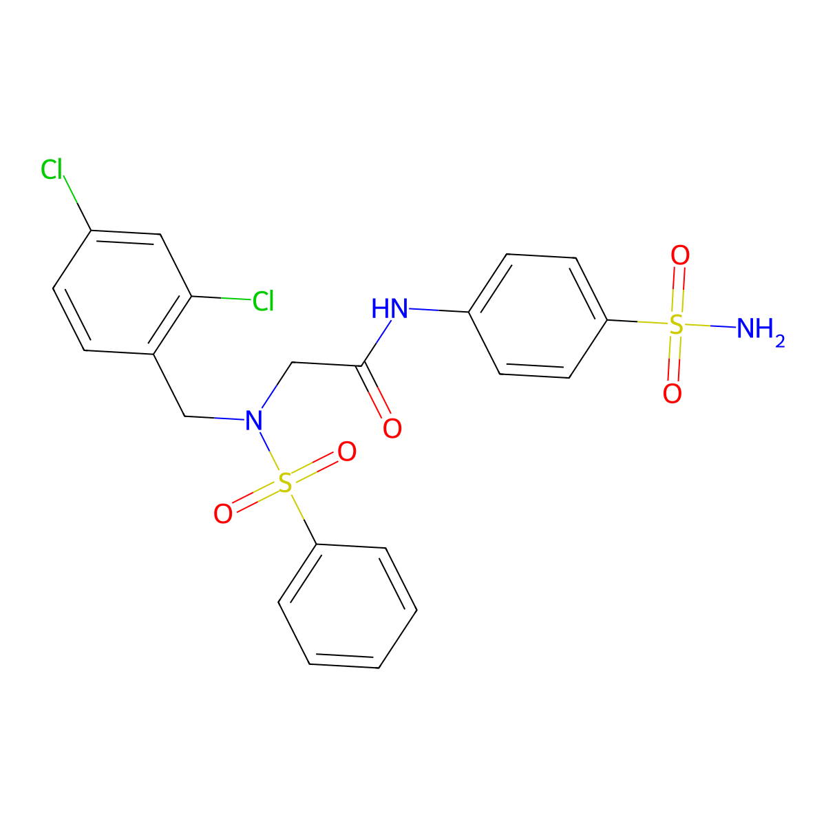 2-[benzenesulfonyl-[(2,4-dichlorophenyl)methyl]amino]-N-(4-sulfamoylphenyl)acetamide molecular structure, CAS 522662-49-3