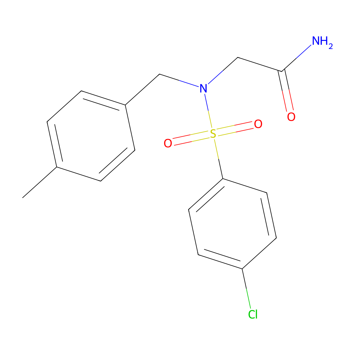 2-[(4-Chlorophenyl)sulfonyl-[(4-methylphenyl)methyl]amino]acetamide molecular structure, CAS 522662-51-7