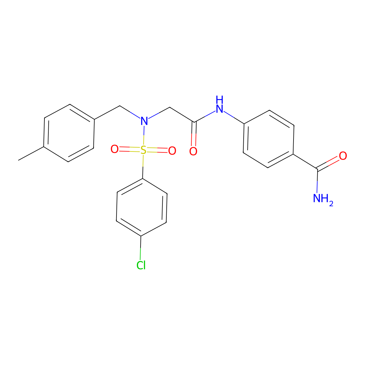 4-[[2-[(4-Chlorophenyl)sulfonyl-[(4-methylphenyl)methyl]amino]acetyl]amino]benzamide molecular structure, CAS 522662-66-4
