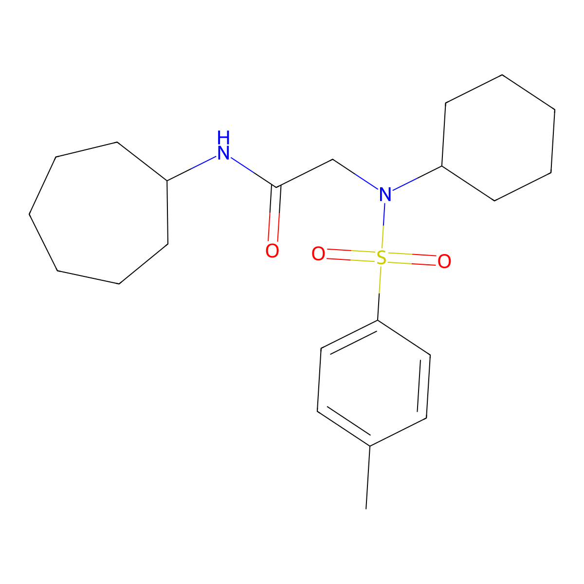N-cycloheptyl-2-[cyclohexyl-(4-methylphenyl)sulfonylamino]acetamide molecular structure, CAS 522662-81-3