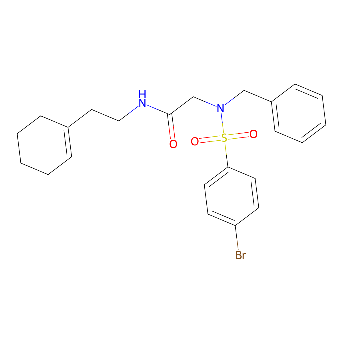 2-[benzyl-(4-bromophenyl)sulfonylamino]-N-[2-(cyclohexen-1-yl)ethyl]acetamide molecular structure, CAS 522662-89-1
