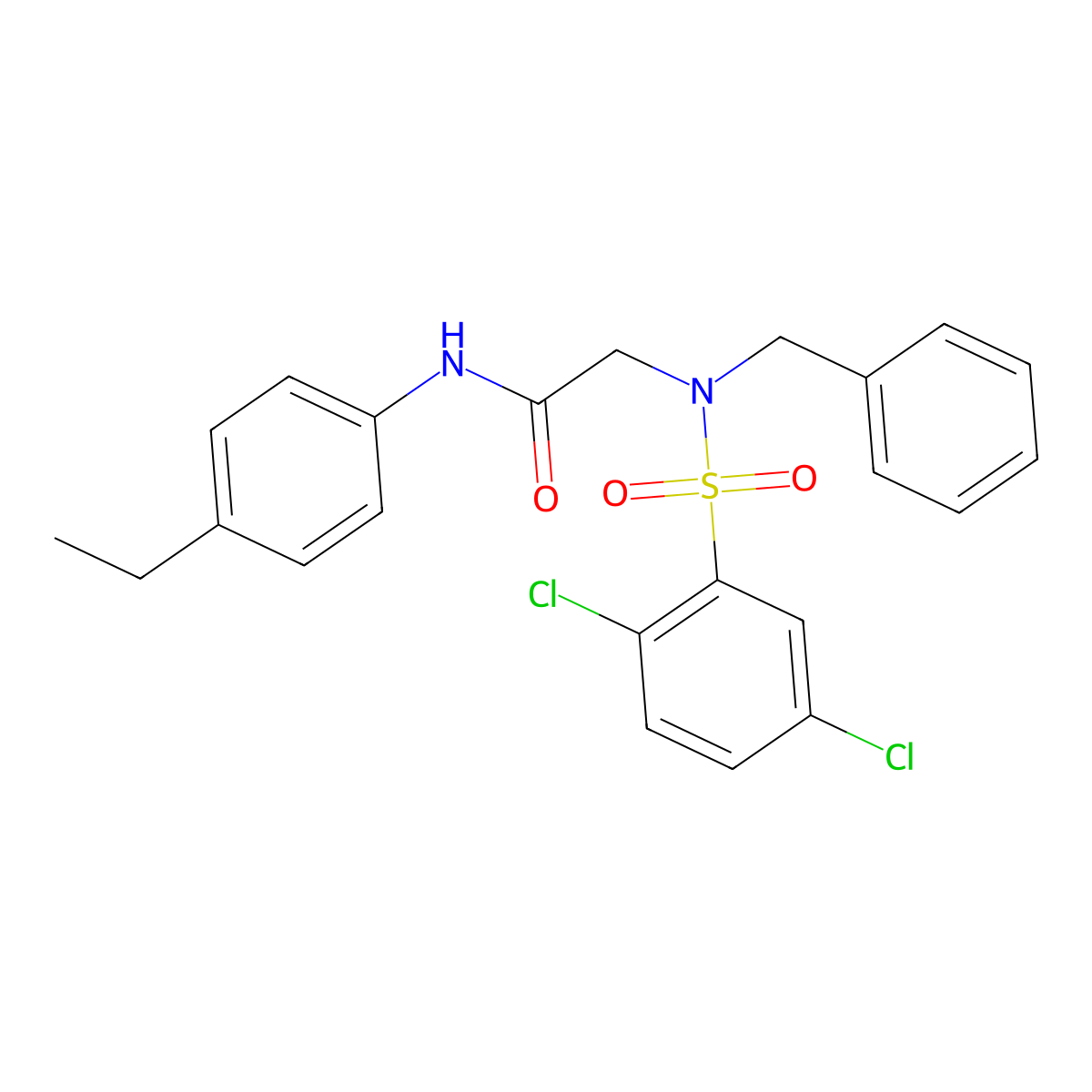 2-[benzyl-(2,5-dichlorophenyl)sulfonylamino]-N-(4-ethylphenyl)acetamide molecular structure, CAS 522663-03-2