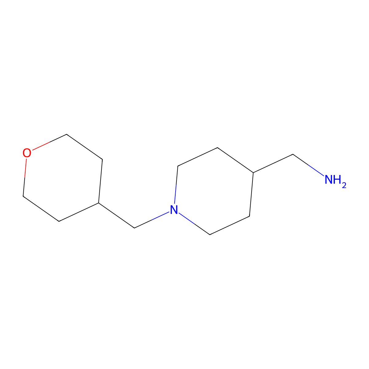 4-Piperidinemethanamine, 1-[(tetrahydro-2H-pyran-4-yl)methyl]- molecular structure, CAS 522664-87-5