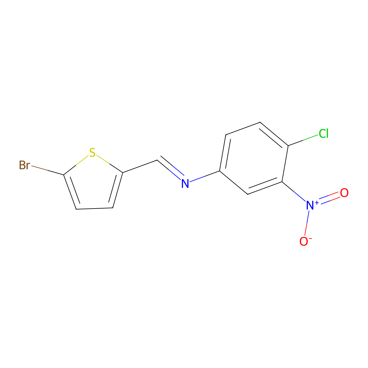 1-(5-bromothiophen-2-yl)-N-(4-chloro-3-nitrophenyl)methanimine molecular structure, CAS 5227-04-3
