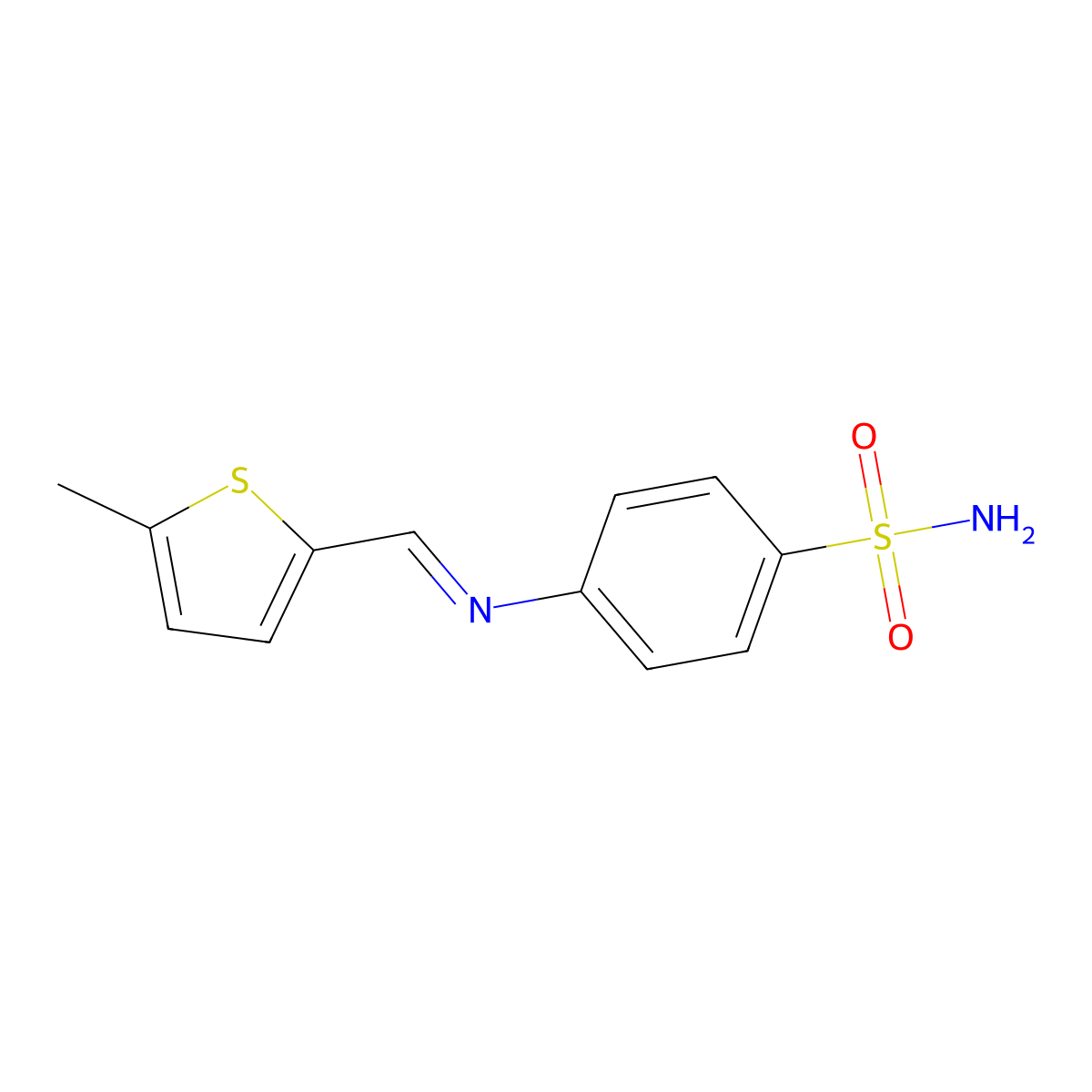 4-[(5-Methylthiophen-2-yl)methylideneamino]benzenesulfonamide molecular structure, CAS 5227-19-0