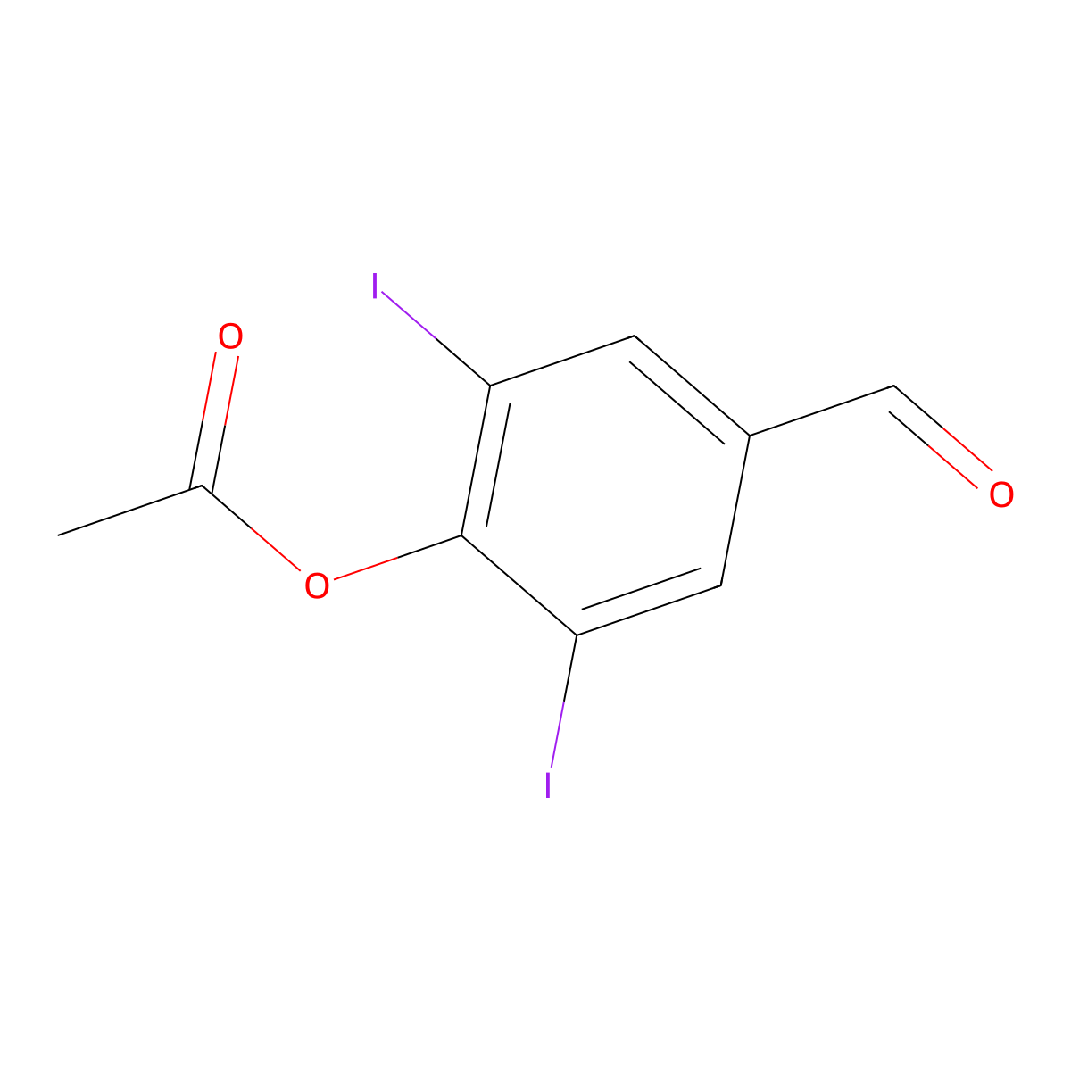 4-Formyl-2,6-diiodophenyl acetate molecular structure, CAS 52273-39-9