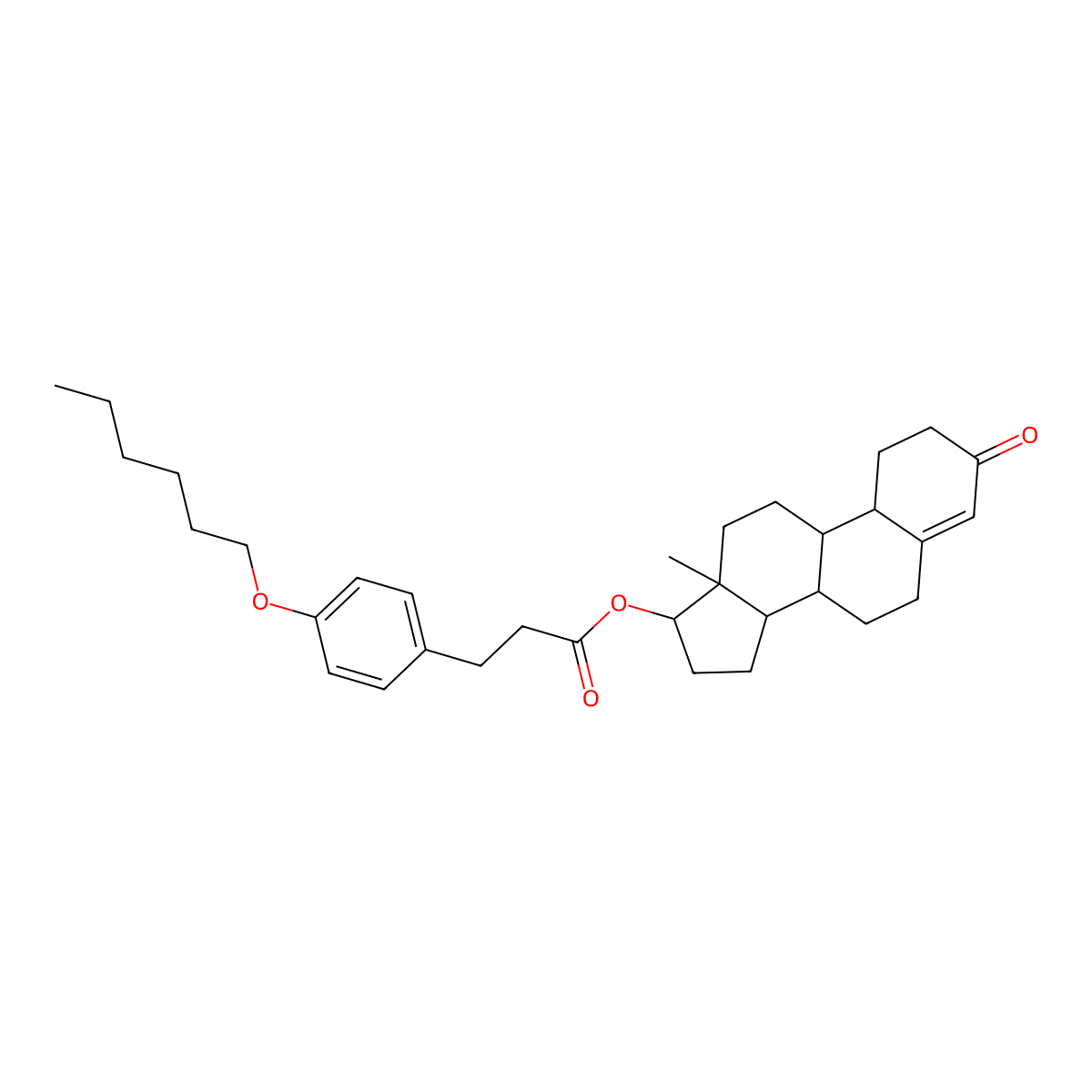 (17beta)-17-(3-(4-(Hexyloxy)phenyl)-1-oxopropoxy)estr-4-en-3-one molecular structure, CAS 52279-57-9