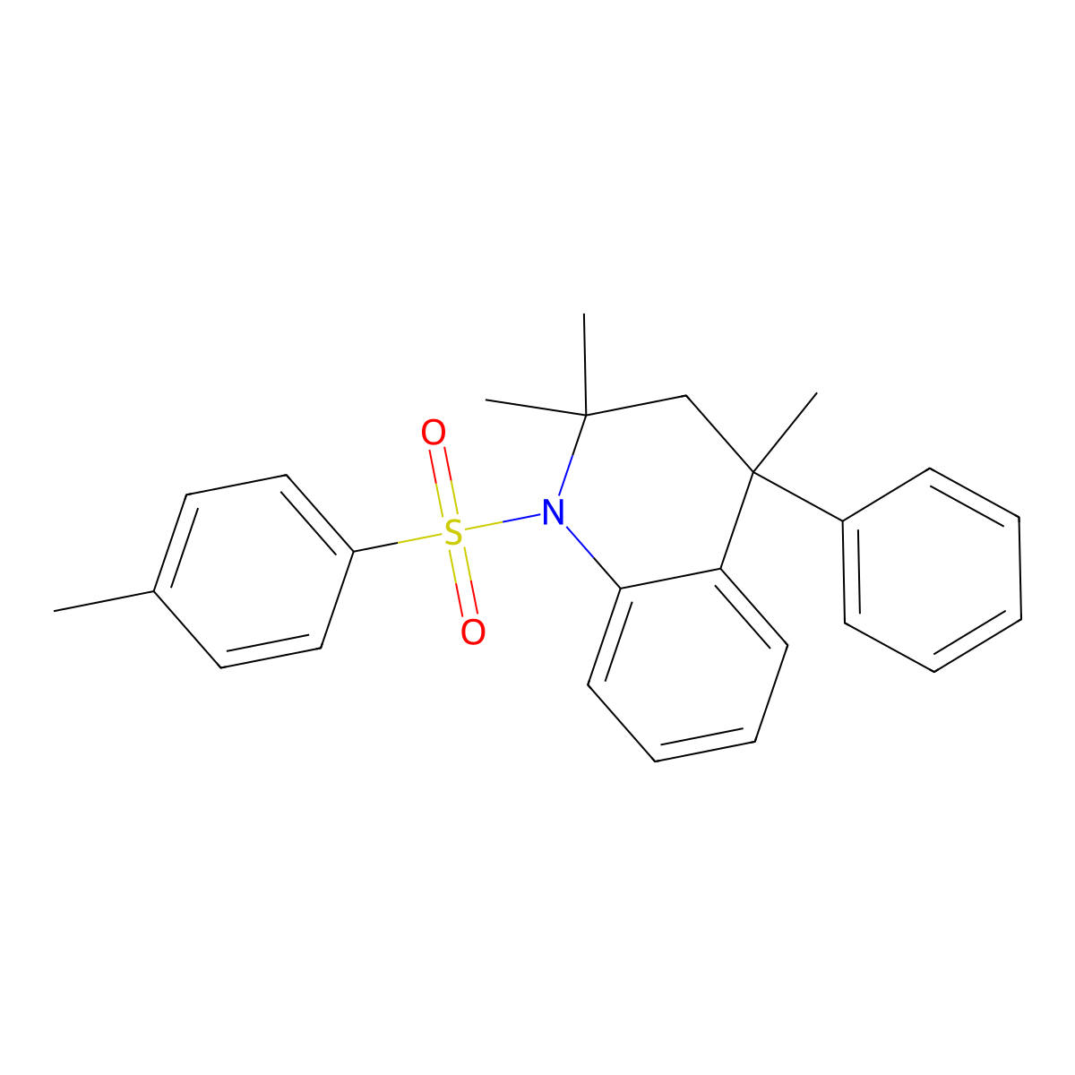 2,2,4-trimethyl-1-(4-methylphenyl)sulfonyl-4-phenyl-3H-quinoline molecular structure, CAS 5228-43-3