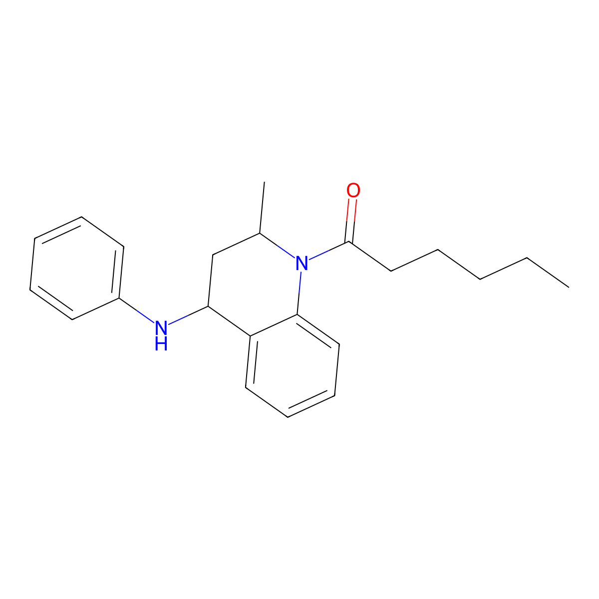 1-(4-anilino-2-methyl-3,4-dihydro-2H-quinolin-1-yl)hexan-1-one molecular structure, CAS 5228-47-7