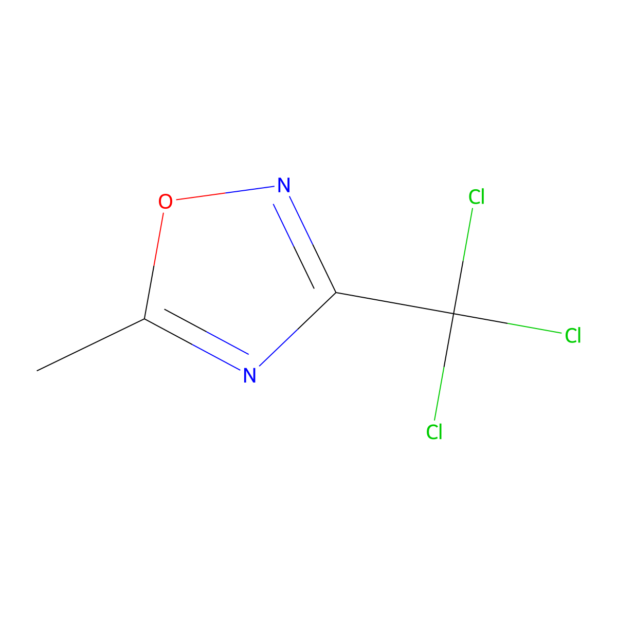 5-Methyl-3-(trichloromethyl)-1,2,4-oxadiazole molecular structure, CAS 5228-92-2