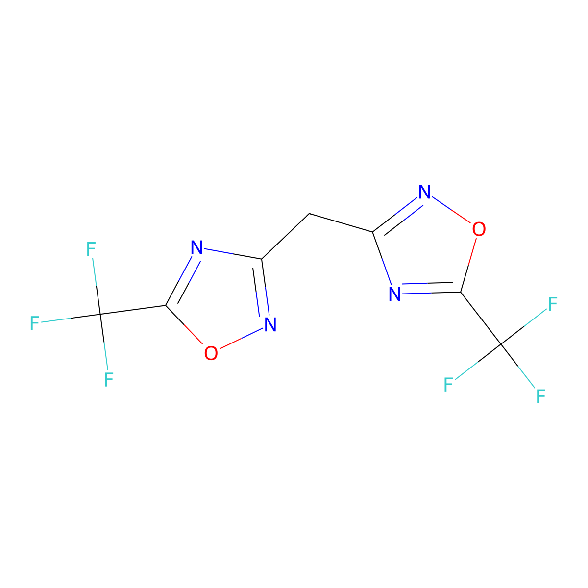 Bis(5-(trifluoromethyl)-1,2,4-oxadiazol-3-YL)methane molecular structure, CAS 5228-95-5
