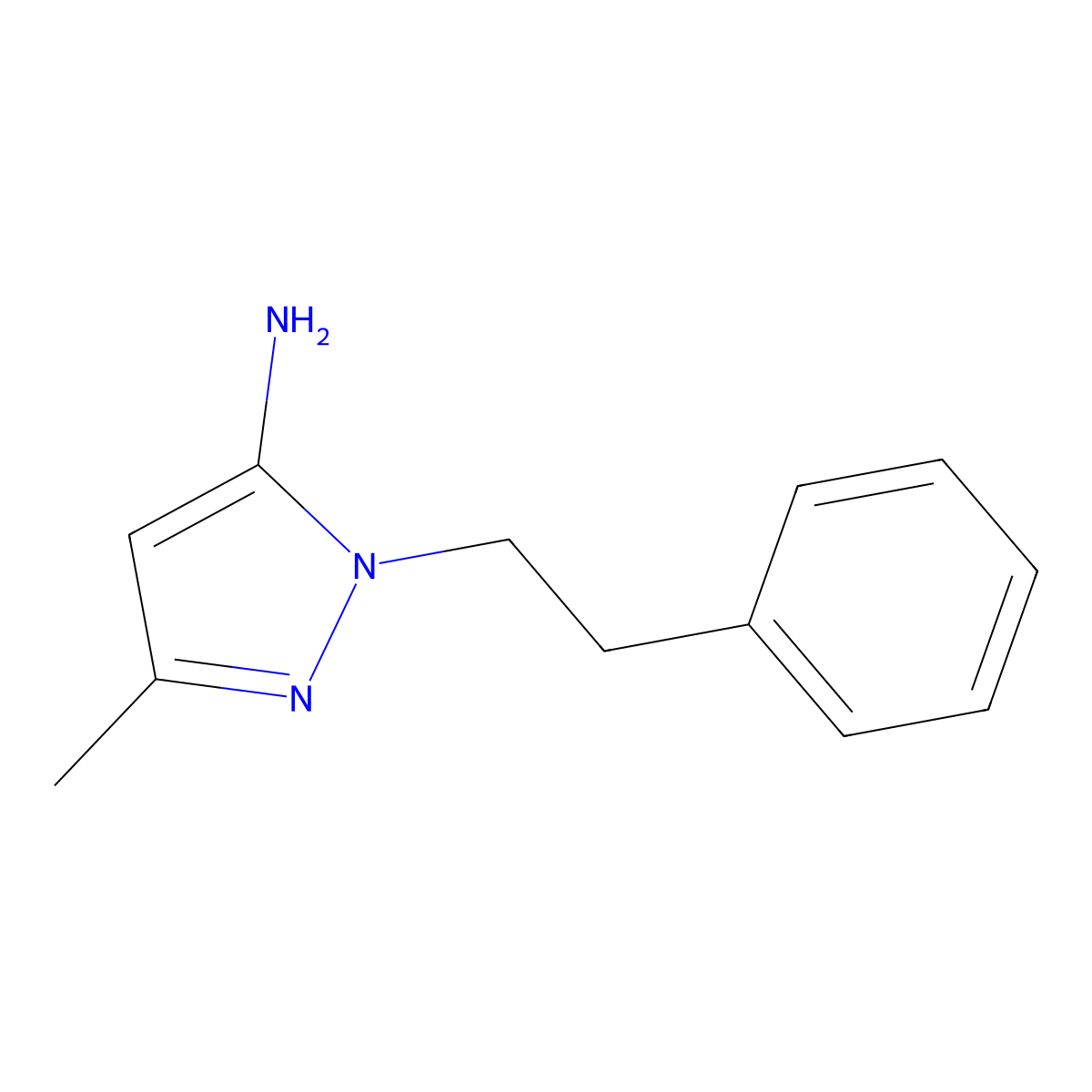 Pyrazole, 5-amino-3-methyl-1-phenethyl- molecular structure, CAS 52281-20-6