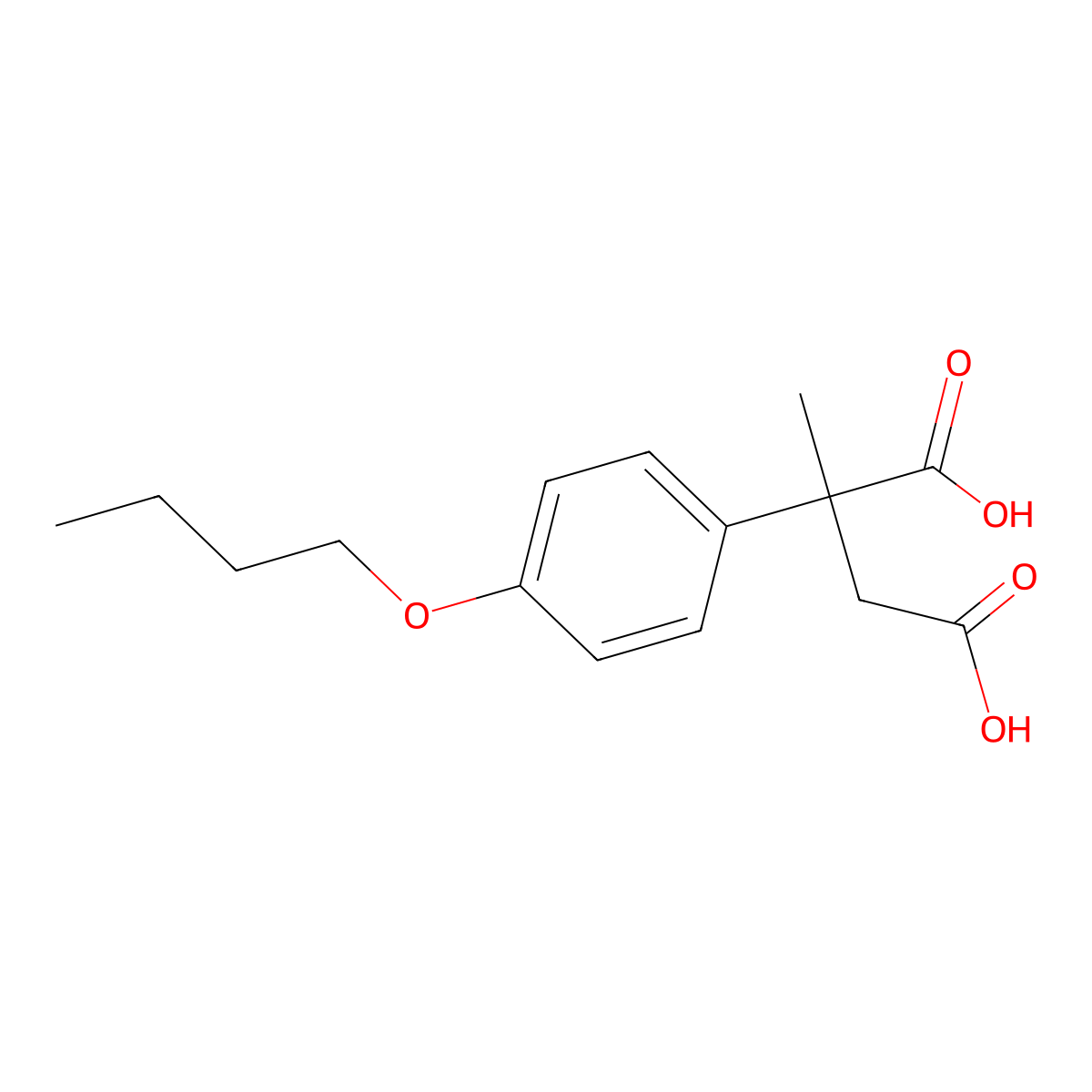 2-(4-Butoxyphenyl)-2-methylbutanedioic acid molecular structure, CAS 5229-22-1