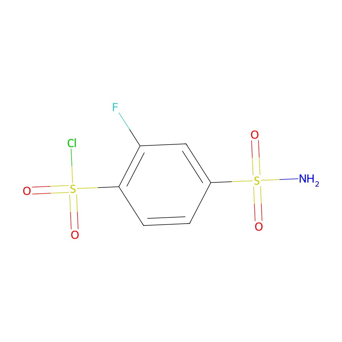2-Fluoro-4-sulfamoylbenzene-1-sulfonyl chloride molecular structure, CAS 52295-72-4
