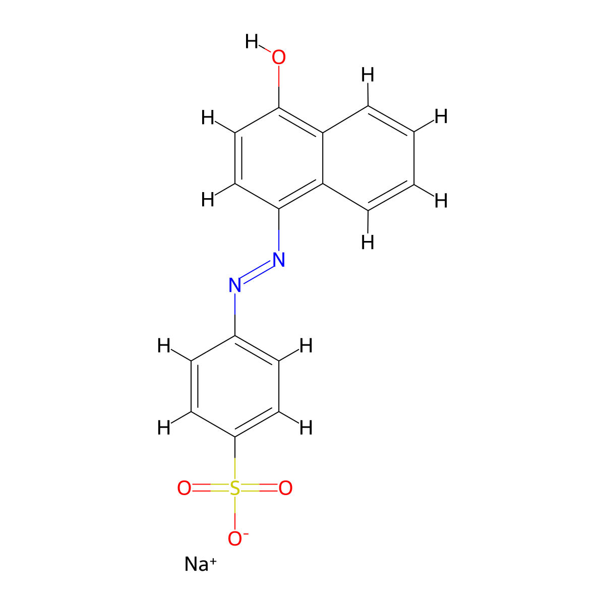 sodium 4-[(4-hydroxynaphthalen-1-yl)diazenyl]benzenesulfonate molecular structure, CAS 523-44-4