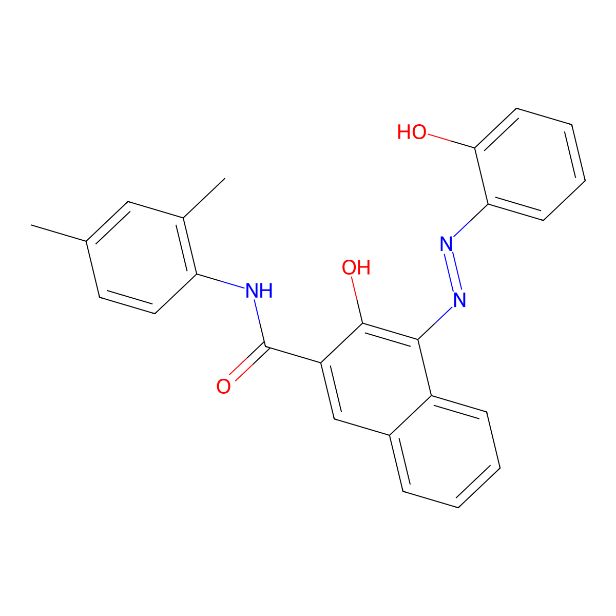 N-(2,4-Dimethylphenyl)-3-hydroxy-4-(2-(2-hydroxyphenyl)diazenyl)-2-naphthalenecarboxamide molecular structure, CAS 523-67-1